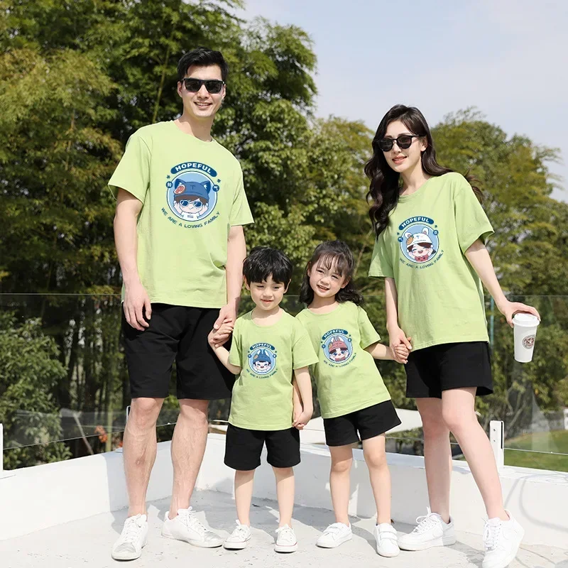 

Korean Family Matching T-Shirts Summer Funny Tees Mother Daughter Father Son Shirts Girls Boys Cute Cotton Family Look Clothes