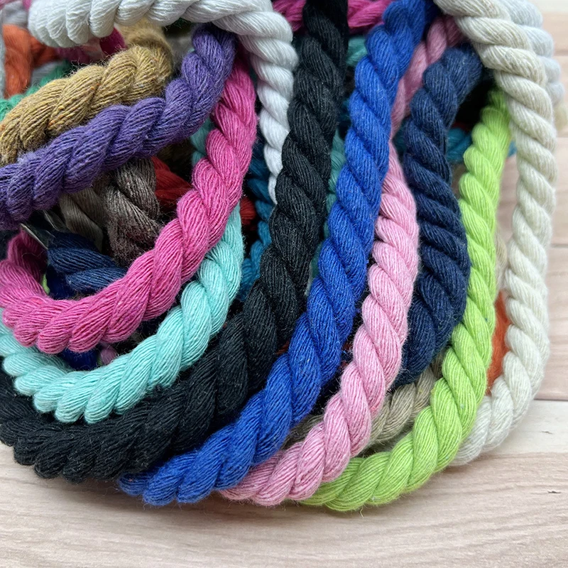 5/10 Meters Round Three Shares Twisted Cord Cotton Rope 8mm/12mm Colorful for DIY Craft Bag Handle/Baskets/Swing/Home Decor
