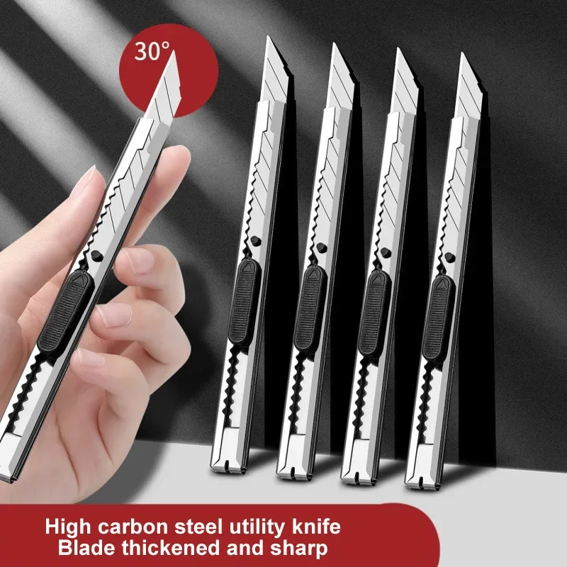 Set di 3 coltelli in acciaio inossidabile antiscivolo, taglierino multiuso, kit di strumenti per intaglio, per aprire pacchi, buste e documenti in ufficio e sala postale - immagine 2
