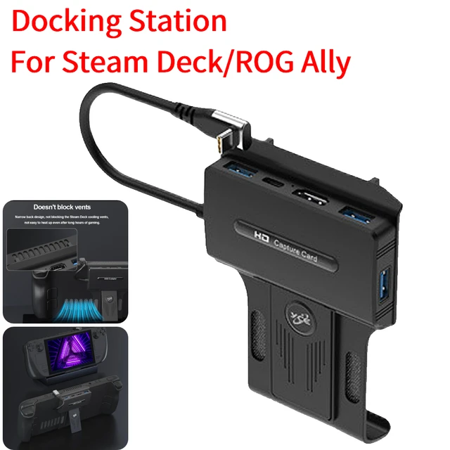 Portable Steam Deck Dock, 4-in-1 Steam Deck Docking Station with HDMI 2.0  4K@60Hz, 2 USB-A 2.0 for Keyboard, Mouse and Handle, PD in 100W Max, Steam