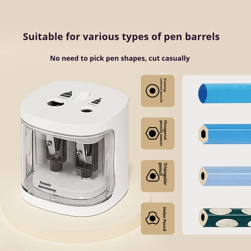 베이파 더블 홀 전동 연필깎이 문구류 USB 연필깎이 학습 필수품 학교 가정용 문구