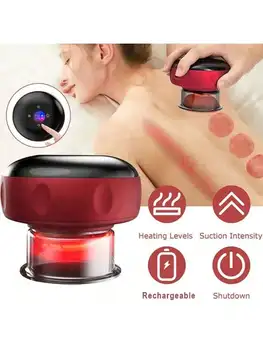 Electric vacuum cupping, scraping, skin massage device, body heating, scraping, suction cup treatment set, health and portabilit 2