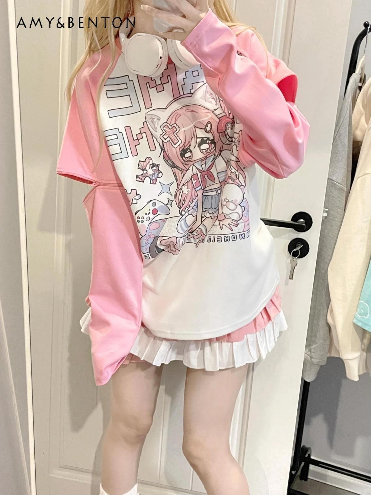 Kawaii Cupcake Print Top – Y2K Harajuku Long Sleeve Shirt