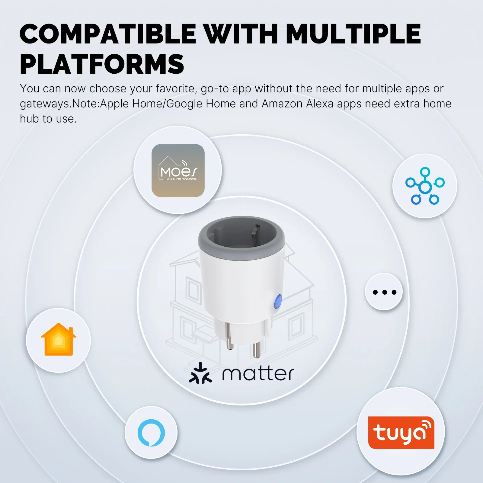 MOES 스마트 EU, US, UK 플러그 매터, 와이파이 소켓, 타이머 콘센트, 전원 모니터 지지대, TUYA 애플 홈킷, 구글 홈 알렉사 포함, 15, 16A
