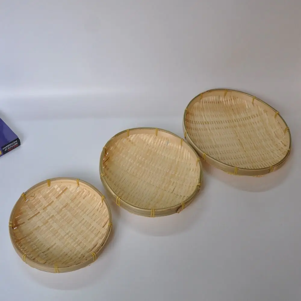 Woven Bamboo Tray Basket Wicker Bread Basket Handmade Bamboo Woven Basket Tray 4