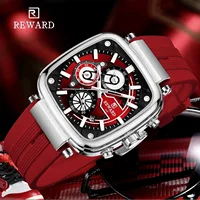 REWARD Casual Sport Quartz Man Watch Top Brand Luxury Red Watches Fashion Clock Man Silicone Strap 1
