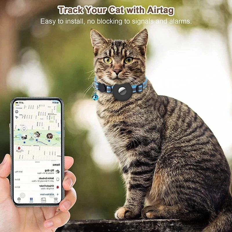 For Apple Airtags Cover Cat Collar Bell Ring Luminous Nylon Kitten Dog Collar for AirTag GPS Finder Anti Loss Tracker Device