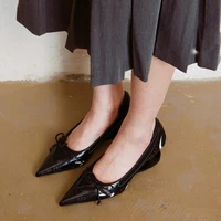Special Heel Spliced Heels Pointed Toe Heels Women's Fashion Shallow Mouth Bow Non-Slip Mary Jane Single Shoes - Image 5
