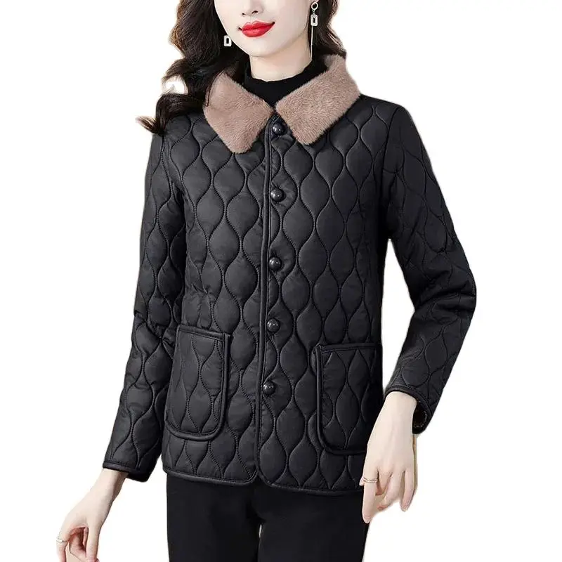 

Middle-aged And Elderly Casual Leather Coat Female 2023 Autumn And Winter New Mother Fashion Fleece Loose Warm Slim Leather Coat