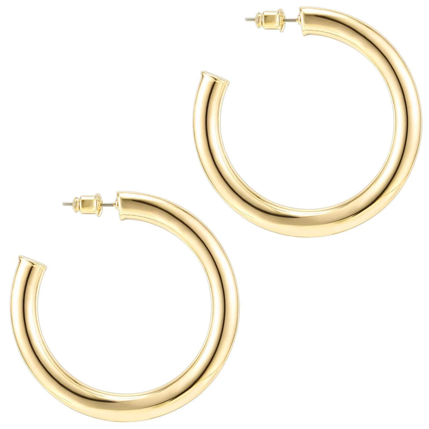 JoyerBella – 9 Pares Pendientes De Aro Gruesos Chapado Oro 14K – Hipoalergénicos – Para Mujer Y Niña – Estilos Variados – Regalo Perfecto