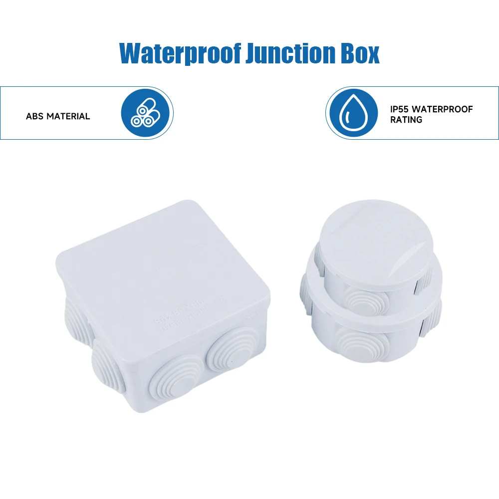Electrical Junction Box ABS Plastic DIY Power Control Case IP55 Waterproof Outdoor Cable Wire Connection Enclosure Housing