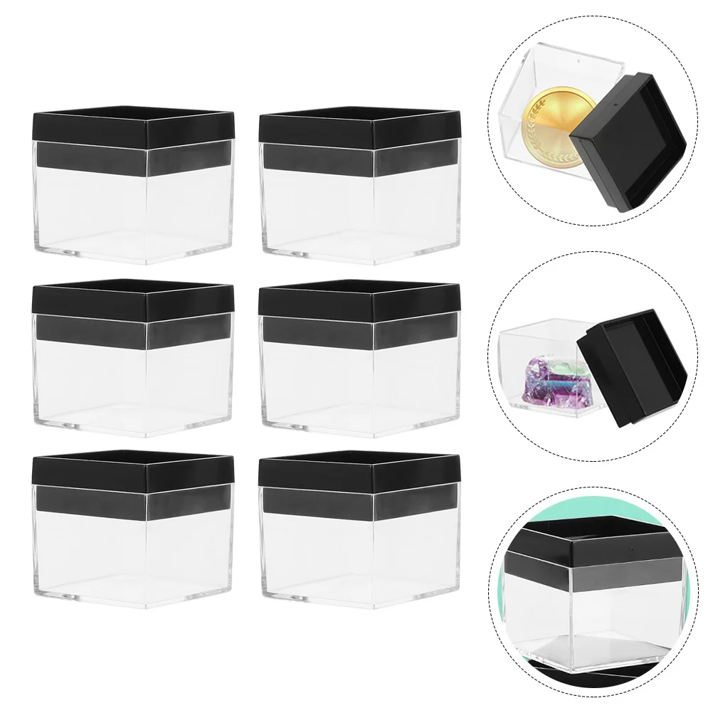 

6 Pcs Plastic Containers Storage Box Specimen Case Transparent Mineral Showcase Square Cases Sample Holder