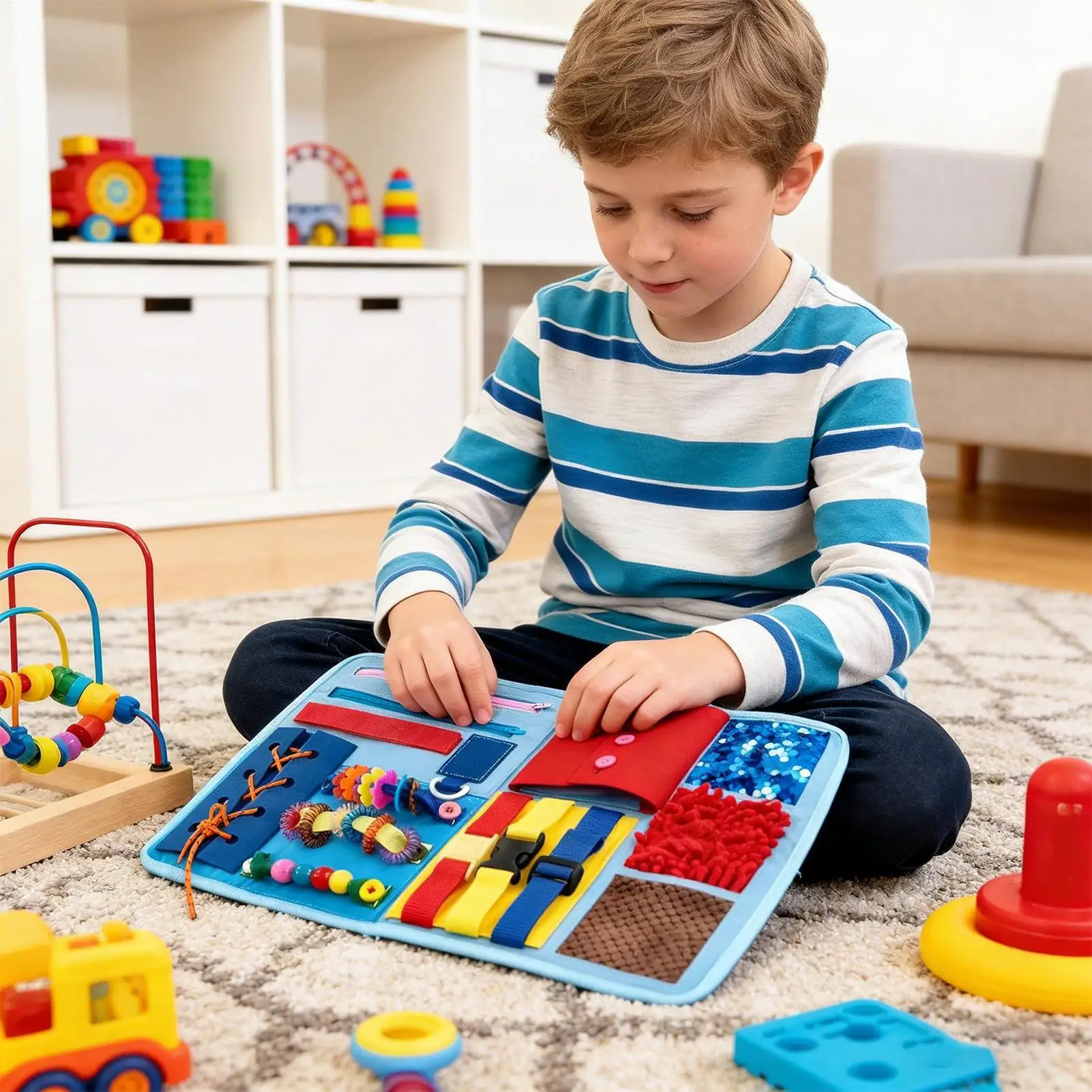 성인용 피젯 블랭킷 휴대용 진정 장난감 감각 블랭킷 노인용 집중력 스트레스 완화 긴장감 감정 기억력 저하