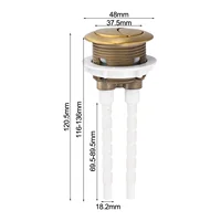 ปุ่มกดชักโครกแบบติดตั้งแนบกระโถน ขนาด 38/48/58 มม. สีทองเหลืองขัดเงา วัสดุ ABS พร้อมวาล์วกดแบบกดสองระดับ สำหรับห้องน้ำ 4