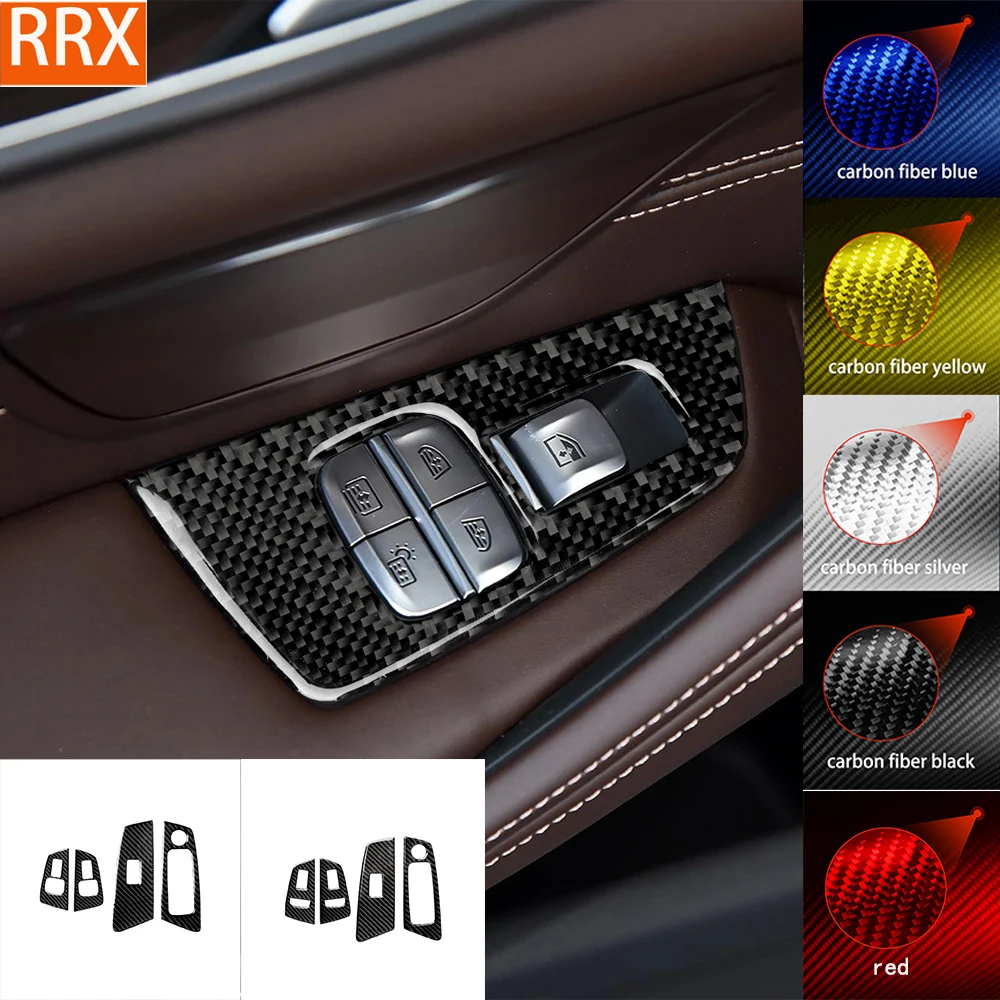 

For BMW 5 Series G30 2016-2022 Door Window Lift Control Panel Cover Tuning Real Carbon Fiber Sticker Car Interior Accessories