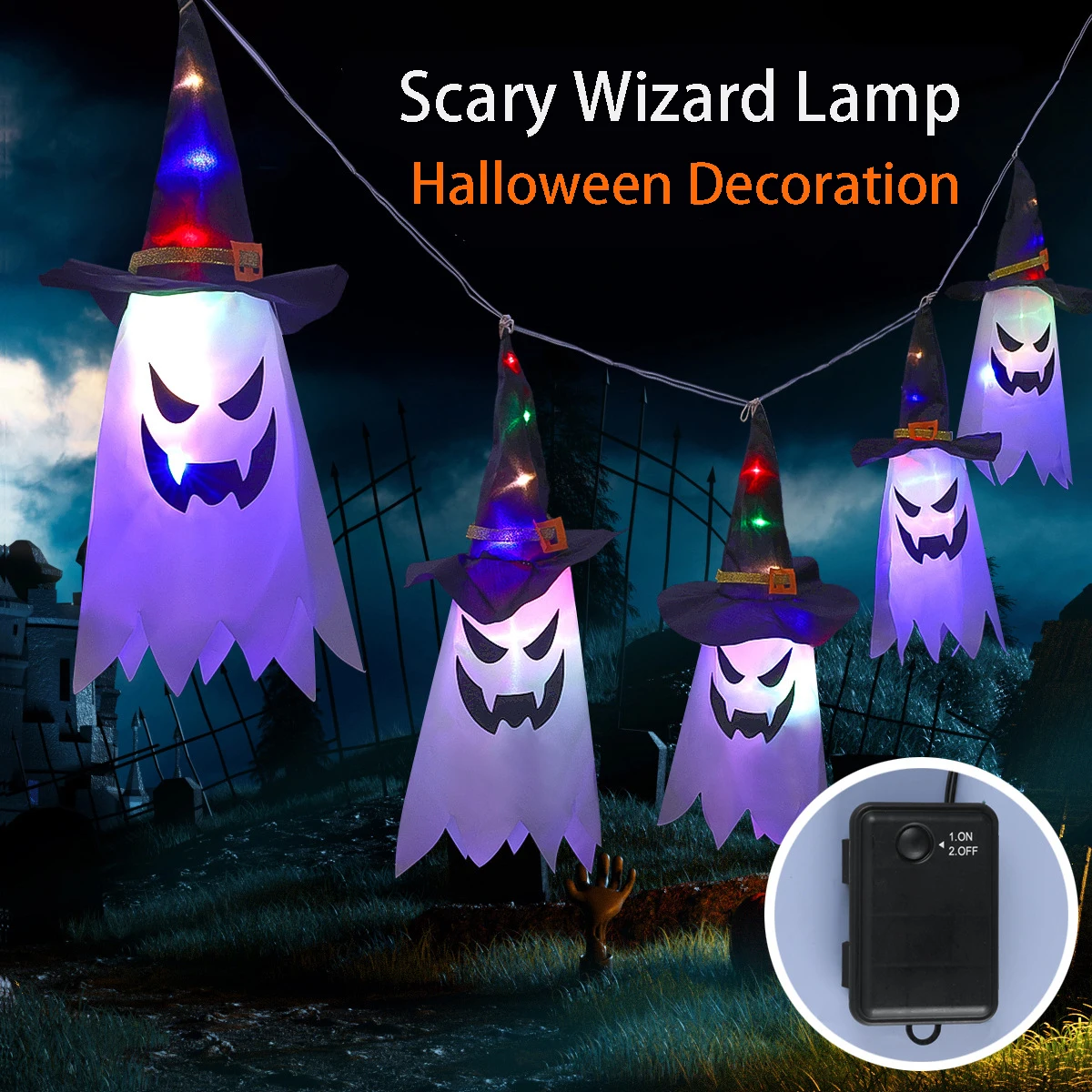 

Halloween Lights 11.5ft Battery Operated 5 Ghost Led String Lights Halloween Decorations for Indoor Outdoor Home Party Decor