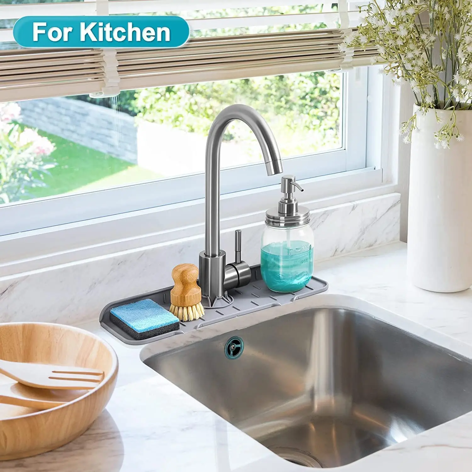 Kitchen Sink Splash Guard Faucet Absorbent Mat Silicone Faucet Splash Catcher Countertop Protector For Bathroom Kitchen Gadgets