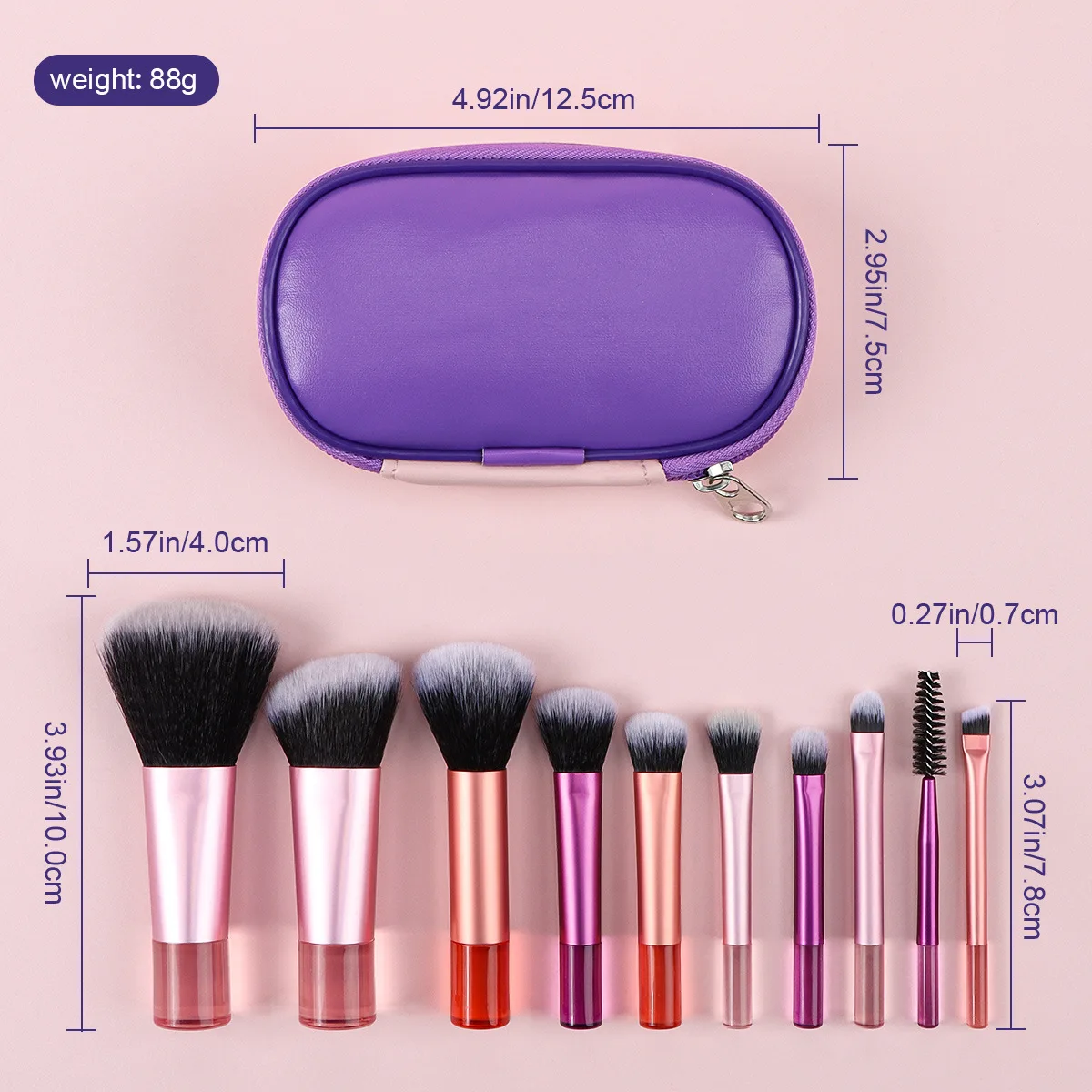 Mini Makeup Brush Set for Beginners Crystal Handle