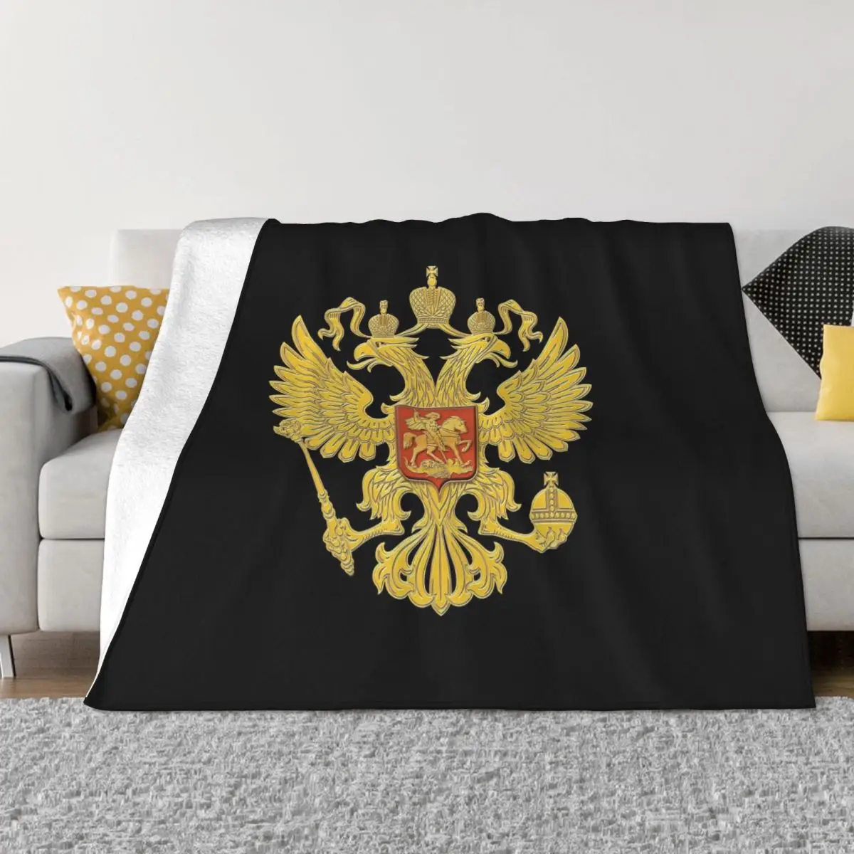 RussianEmblemArmsRussiaGold999BlanketFleeceAutumnWinter