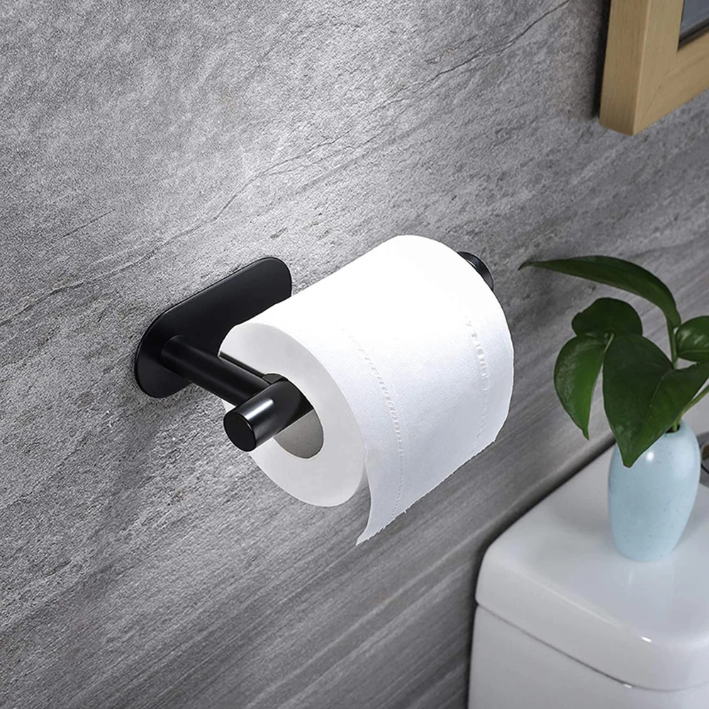 Sa38a29e526e7456784ff208a98bed107E Adhesive Paper Towel Holder For Kitchen Napkin Rack Toilet Paper Holder Tissue Dispenser Cabinet Storage Bathroom Accessories