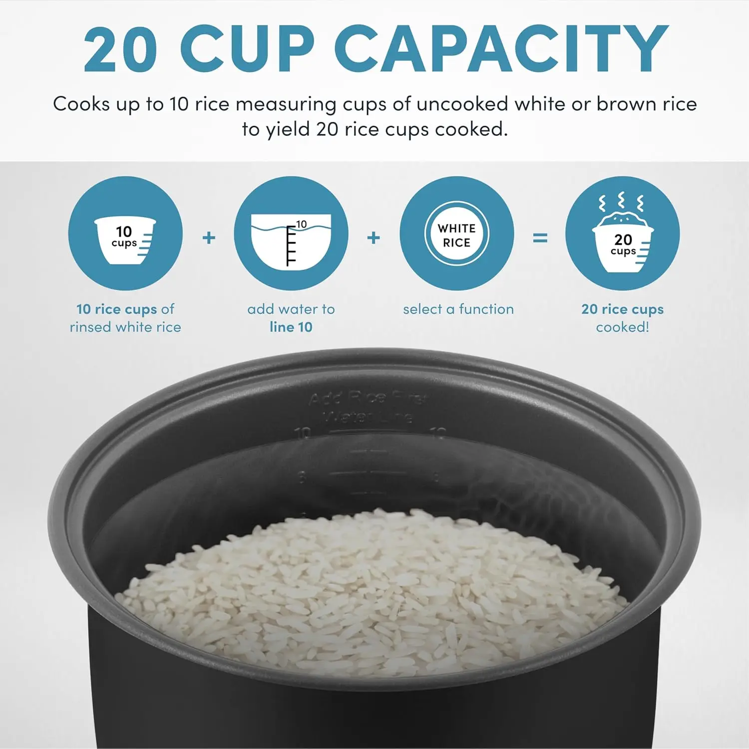 NEW Grain Cooker, Sauté, Slow Cook, Steam, Stew, Oatmeal, Risotto, Soup, 20 Cup 10 Cup uncooked, Stainless Steel 5