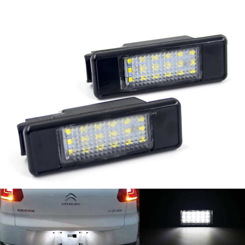 2pcs Car Rear LED License Number Plate Light Lamp For Peugeot 207 308