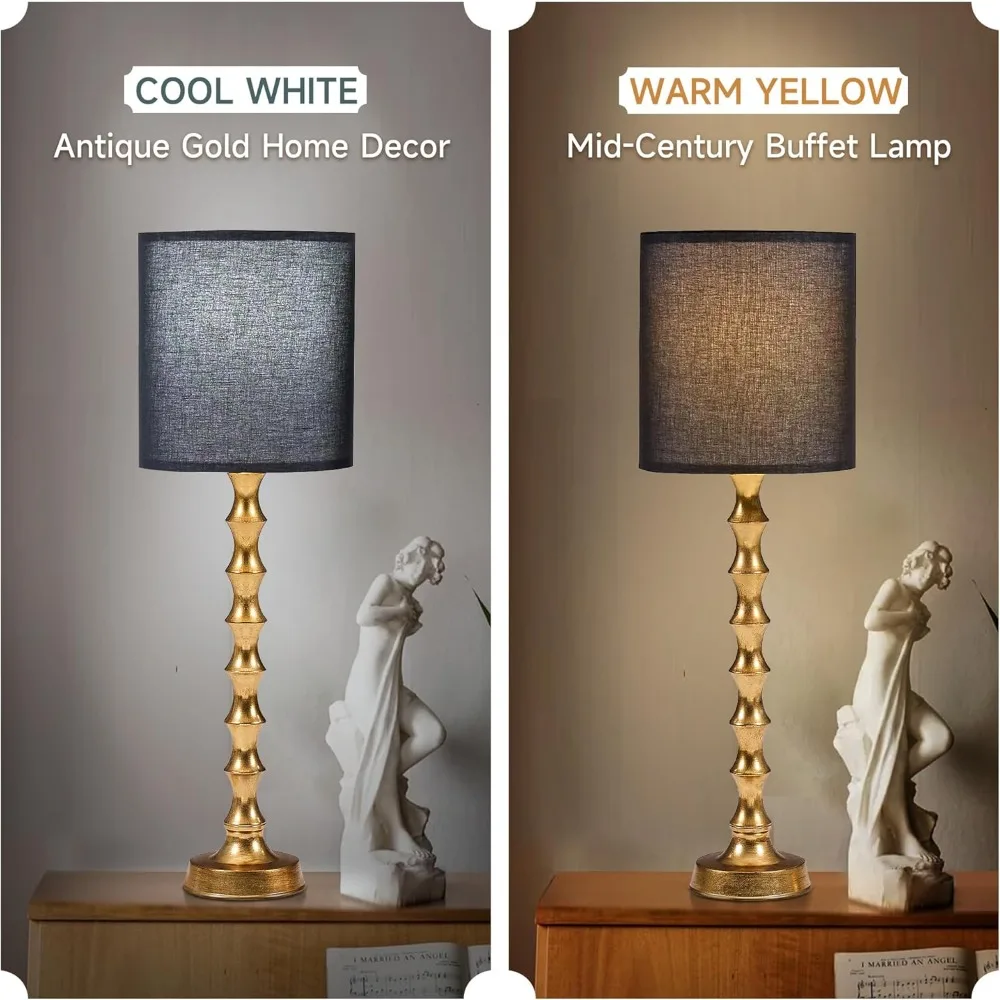 30.5" Gold Buffet Lamps Set of 2 with Black Shade, Buffet Table Lamps Set of 2 for Living Room, Black Gold Lamps for Dining Room 3