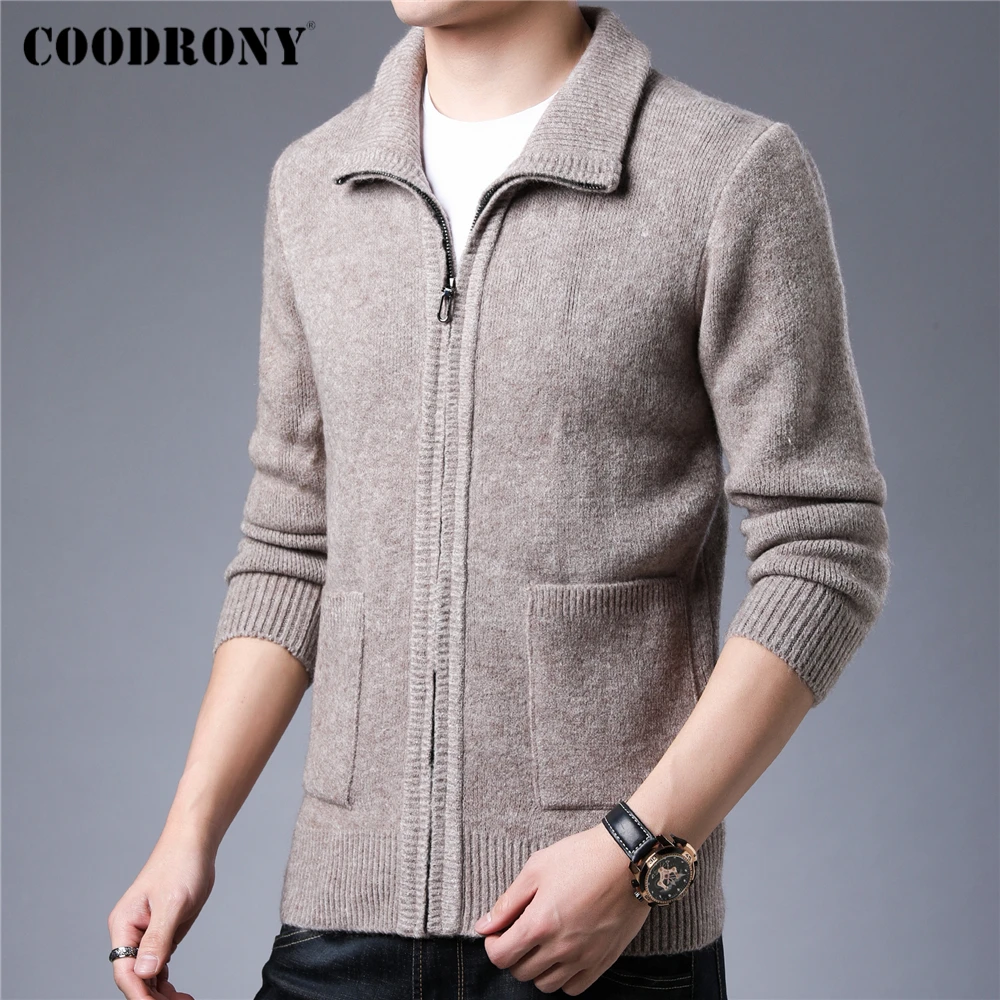 

COODRONY Brand Thick Pocket Zipper Sweatercoat Men Clothing Winter New Arrival Solid Color Casual Warm Sweater Cardigan Z2013