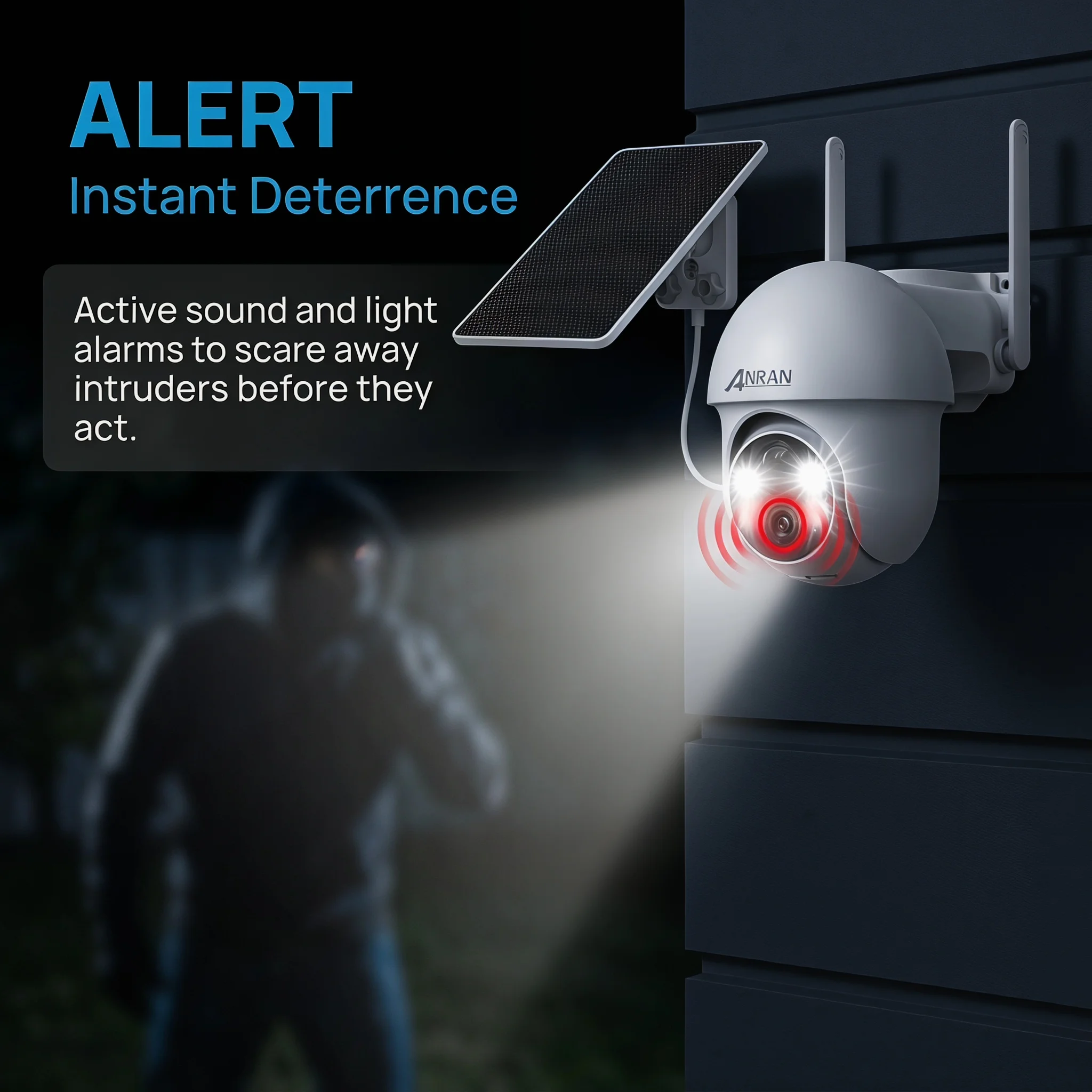 ANRAN 5MP Wifi Solar Camera 360° Rotation Security Surveillance Camera Outdoor Wireless Human Detection Custom Detection Area 6