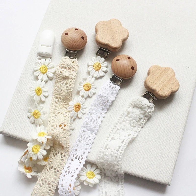Baby Pacifier Clip Small Daisy Lace Newborn Kids Infant Toddler Nipple Soother Anti Lost Holder