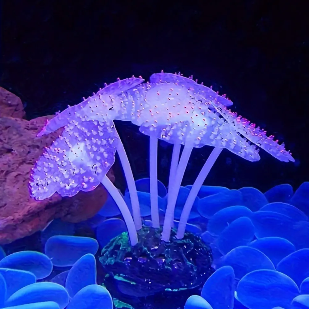 Fish Tank Simulation Decorations Luminous Silicone Underwater World Fluorescent Fake Coral Aquarium Scenery Colorful Sea Anemone
