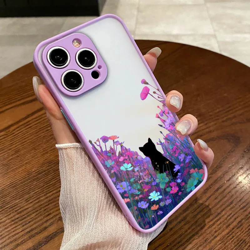 Black Cat Cartoon Shockproof Landscape Phone Case - Stylish Back Cover