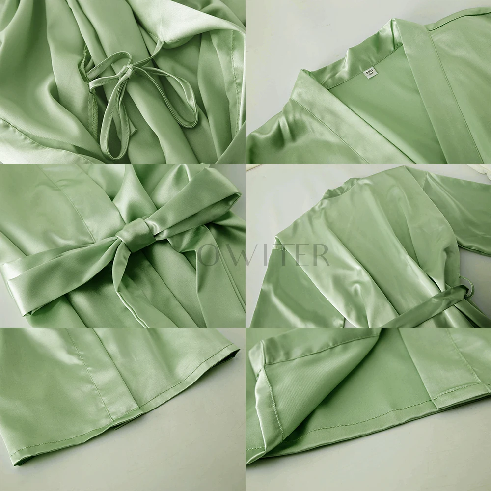 Bridesmaid Robes Silk Robe Bride Robe Short Satin Women Wedding Bathrobe Sleepwear Dressing Gown Plus Size 32-Color