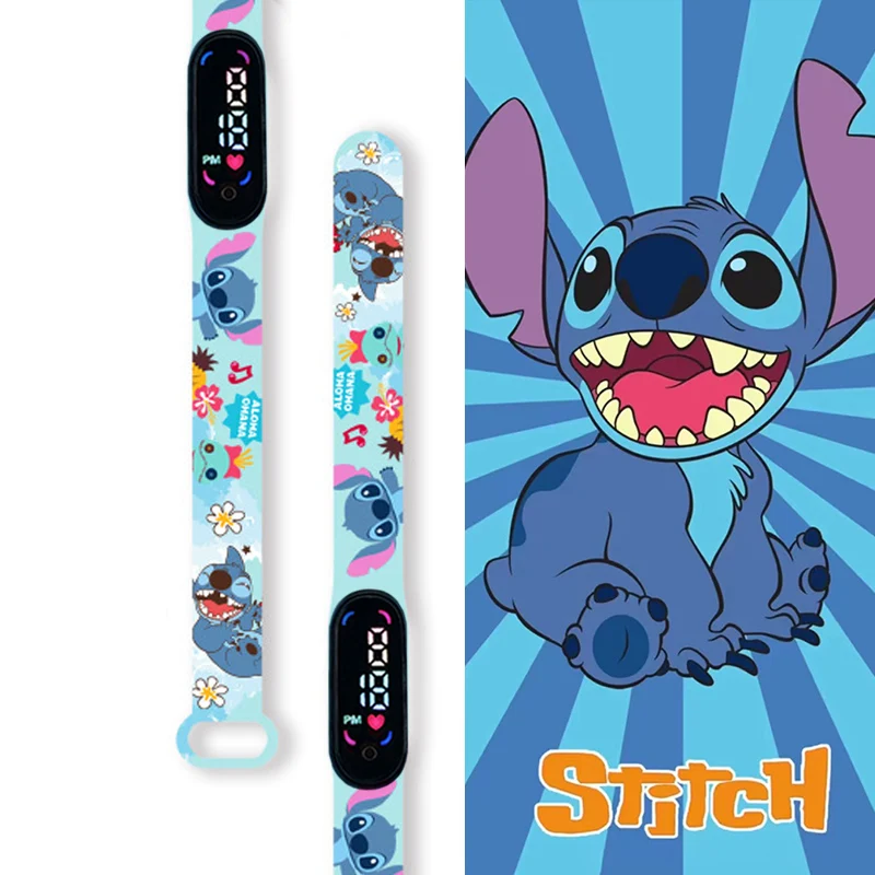 Disney Cartoon Stitch Children Watches Girls Fashion Bracelet LED Women Watch Kids Electronic Digital Waterproof Clock 3
