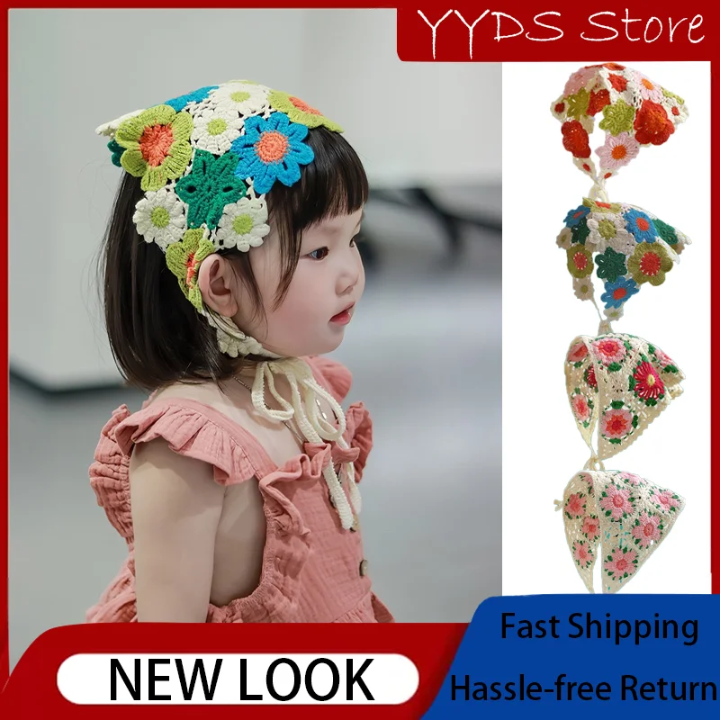

Parent-child Style Knitted Flower Headscarf for Baby Girls, Perfect for Outdoor Fun in Spring and Summer