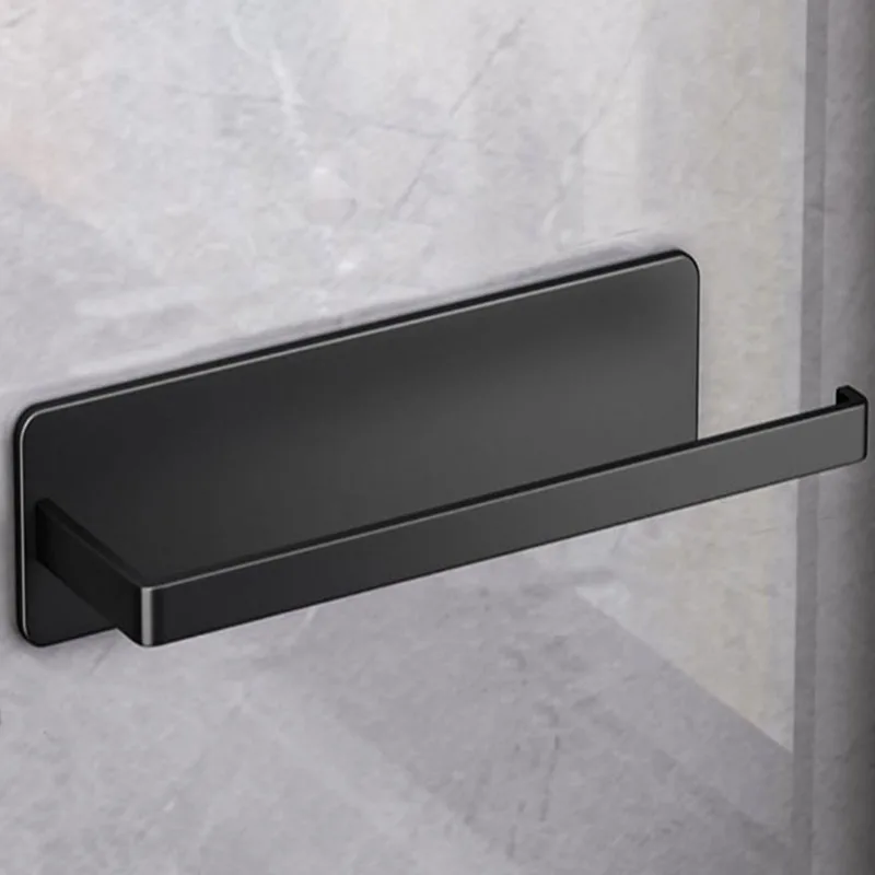 กระดาษผ้าเช็ดตัวผู้ถือ Self Adhesive Toilet ROLL ผู้ถือกระดาษไม่มีเจาะห้องครัวห้องน้ํายาว Storage Rack สีดําสีขาว 1