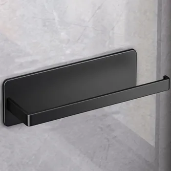 กระดาษผ้าเช็ดตัวผู้ถือ Self Adhesive Toilet ROLL ผู้ถือกระดาษไม่มีเจาะห้องครัวห้องน้ํายาว Storage Rack สีดําสีขาว 1