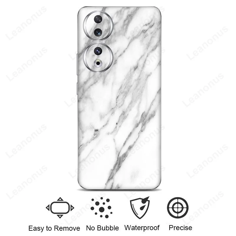 Capa Protetora de Tela Traseira Pele Decalque com Design de Mármore Envoltório 3m com Protetor de Câmera Adesivo Fosco Honor 90 Pro - Image 4
