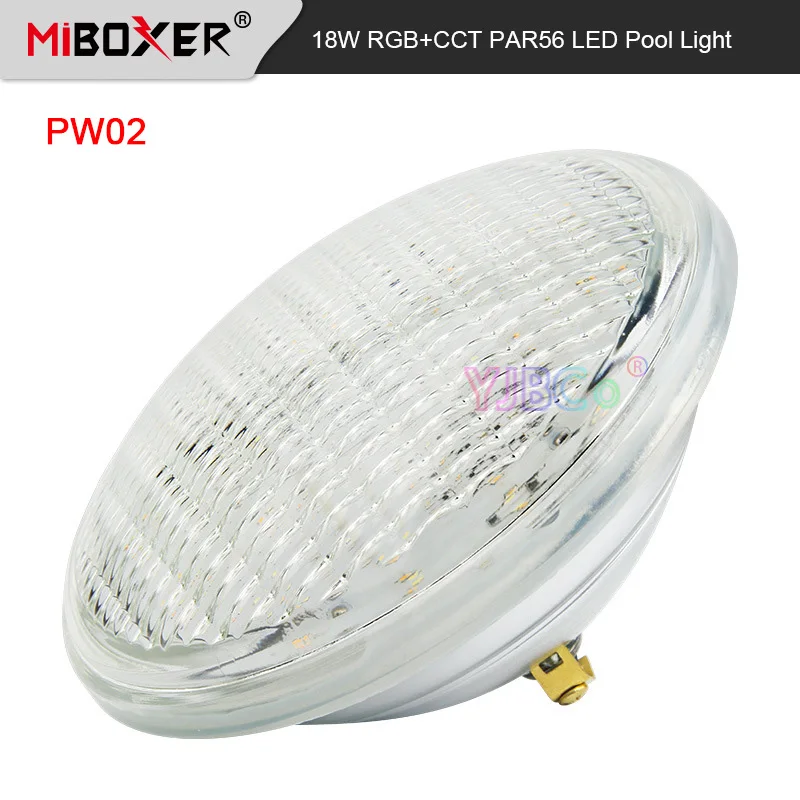 Miboxer PW02 18W RGB+CCT Underwater Lamp PAR56 Waterproof IP68 LED Pool Light 433MHz RF Control AC12V / DC12~24V Glass Cover rectangular pe pool cover 260 x 160 cm