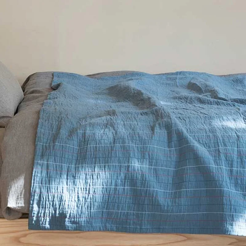 

Throw Couch Blanket Muslin Cotton Jacquard Bed Blankets Lightweight Thermal Super Soft Coverlet for All Season Decor Gift TJ8231