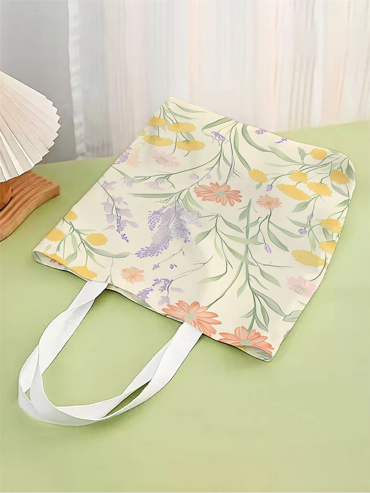 1pc, flower and plant handbag, reusable fashionable handbag, multifunctional handbag, printed canvas shopping bag