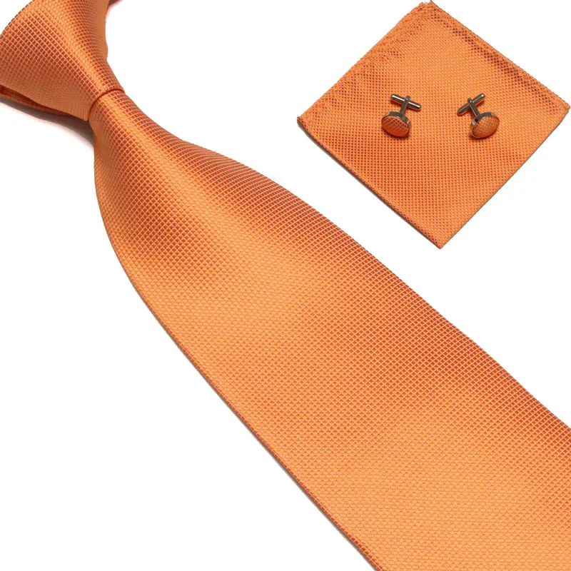 

Y1UB Woven Silk Necktie HandMade Mens Tie Cufflinks and Handkerchief Set Hanky Gift