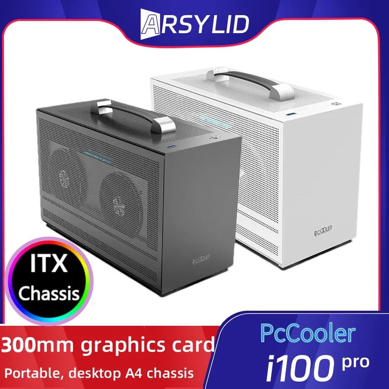 PcCooler I100 Pro A4 Chassis Small Desktop Computer Case Supports 300mm Graphics Card SFX PSU HTPC Mini ITX