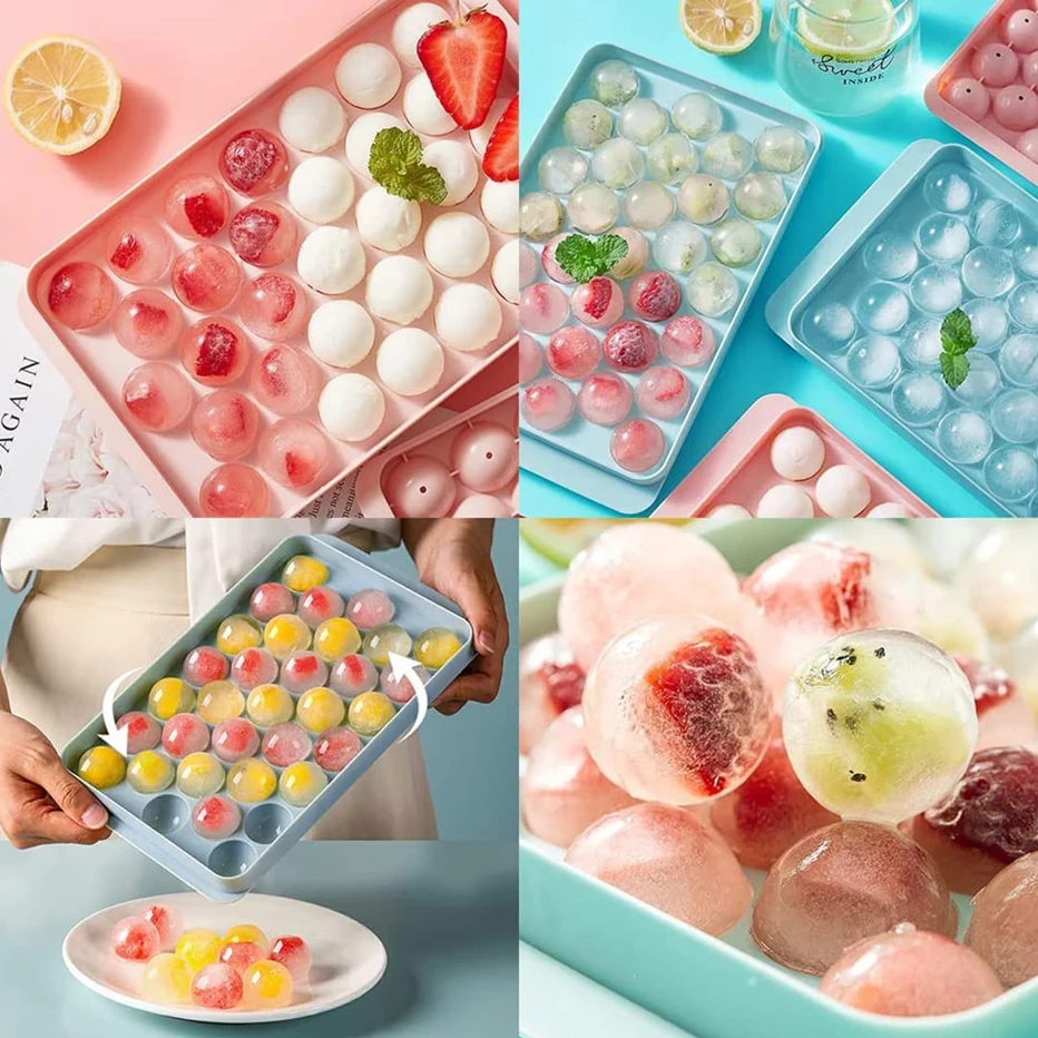Ice Cube Tray Round Ice Ball Maker Mold Sphere Circle Chilling Cocktail Whiskey Tea Coffee Cube Mold With Storage Box