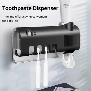 1pc Wall Mount Toothpaste Squeezer Adsorption Toothbrush Holder Storage Rack Bathroom Accessories