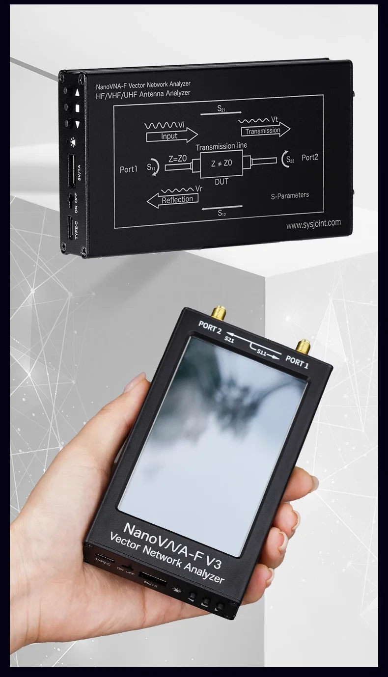 Nanovna F V3 Portable Vector Network Analyzer with 4.3" Touch Screen 4500mAh Battery 1MHz-6GHz VNA for MF/HF/VHF/UHF/SHF Antenna 6