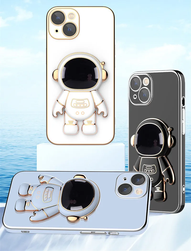 Samsung S22 Ultra S21 FE S20 S10 Plus Kaplama Astronot Katlanır Telefon Tutucu Yumuşak TPU Kapak A53 a73 a33 5 İçin Telefon Kılıfı_voghion.com