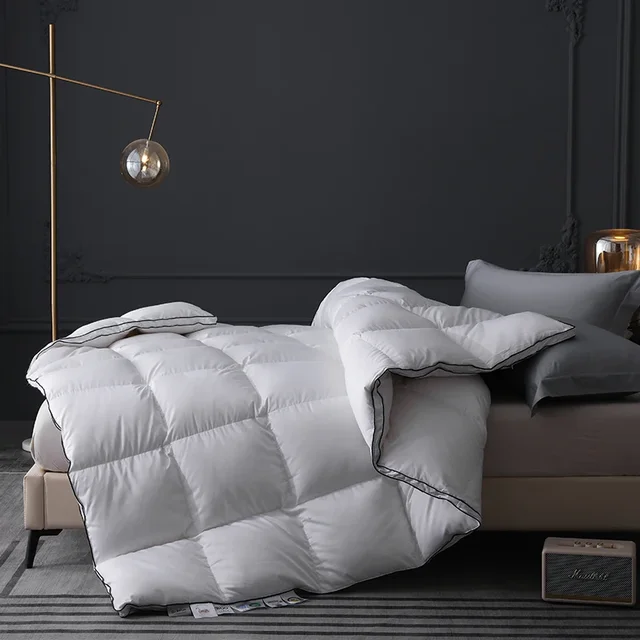 Couette de couette en duvet d'oie respirante de luxe haut de gamme - Remplissage en duvet à 95%, utilisation silencieuse et toutes saisons, King Size 5
