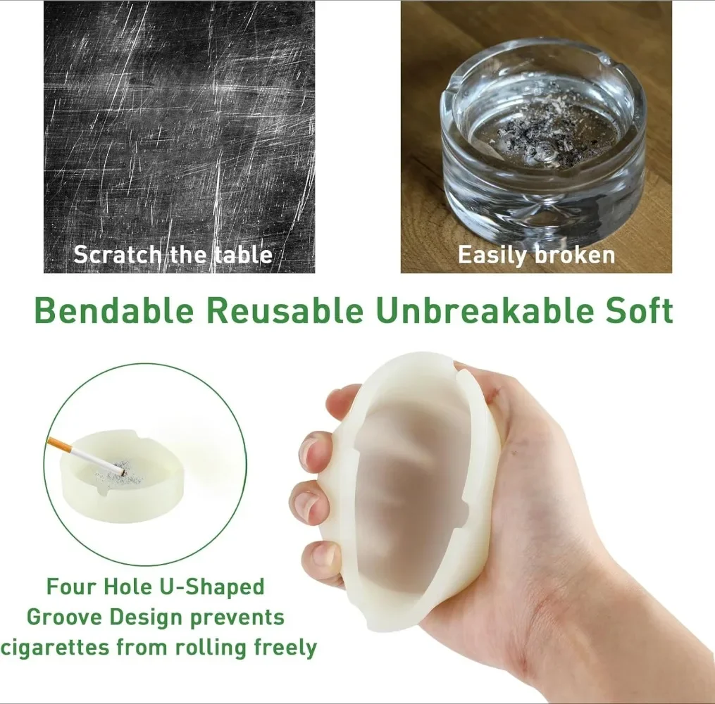 Luminous Silicone Gel Ashtray Light Circular Ashtray Fluorescent Smoke Convenient Cigarette Case Drop Creative Ashtrays 2Ps