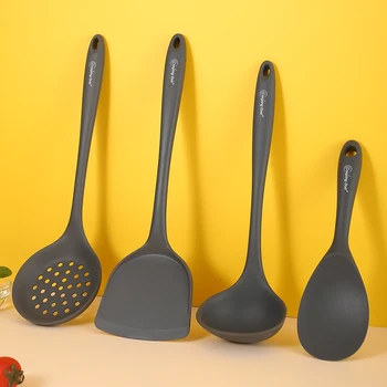 Thickened gray silicone kitchen utensils, kitchen spatula, soup spoon, kitchen multifunctional cooking silicone spatula 1